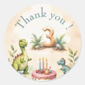 Drie-Rex Dinosaur 3rd Birthday Ronde Sticker (Voorkant)