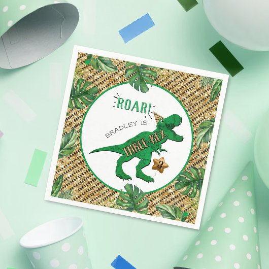 Drie-Rex Dinosaur 3rd Birthday Servet