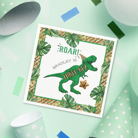 Drie-Rex Dinosaur 3rd Birthday Servet