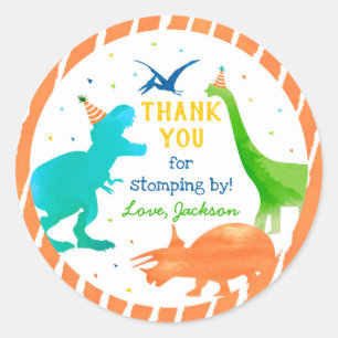 Drie Rex Dinosaur Birthday Dank u Stickers