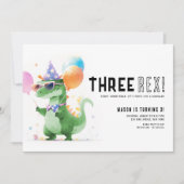 Drie Rex Dinosaur Birthday Kaart (Voorkant)
