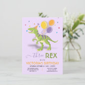 Drie Rex Dinosaur Birthday Party Kaart (Staand voorkant)