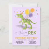 Drie Rex Dinosaur Birthday Party Kaart (Voorkant)