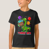 Drie Rex dinosaur drie jaar Dinofan T-shirt (Voorkant)