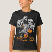 Drie Rex Dinosaur Skeleton 3 jaar oude Halloween T-shirt (Voorkant)