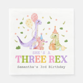 Drie Rex Dinosaur Verjaardag Servet