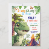 Drie Rex Dinosaur Verjaardag uitnodiging (Voorkant)