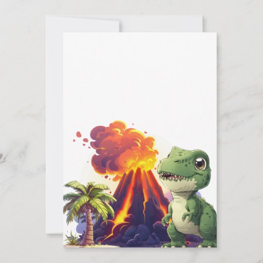 Drie Rex Dinosaur Verjaardag uitnodiging (Achterkant)