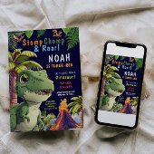 Drie Rex Dinosaur Verjaardag uitnodiging