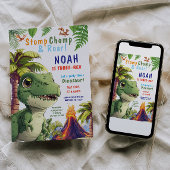 Drie Rex Dinosaur Verjaardag uitnodiging