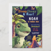 Drie Rex Dinosaur Verjaardag uitnodiging (Voorkant)