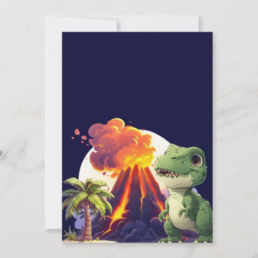 Drie Rex Dinosaur Verjaardag uitnodiging (Achterkant)