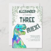 Drie Rex Dinosaur Verjaardagsfeestje Kaart (Voorkant)