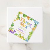 Drie Rex Dinosaurus 3e Derde Verjaardagsfeest Bedankjes Labels (In situ)