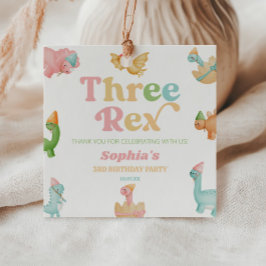 Drie Rex Dinosaurus 3e Derde Verjaardagsfeest Bedankjes Labels