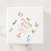 Drie Rex Dinosaurus 3e Derde Verjaardagsfeest Bedankjes Labels (In situ)