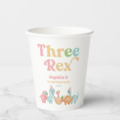 Drie Rex Dinosaurus 3e Derde Verjaardagsfeest Papieren Bekers (Voorkant)