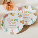 Drie Rex Dinosaurus 3e Derde Verjaardagsfeest Papieren Bordje<br><div class="desc">Dit is een Drie Rex Dinosaurus 3e Verjaardagsfeestje Papier Borden!</div>
