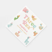 Drie Rex Dinosaurus 3e Derde Verjaardagsfeest Servet (Hoek)