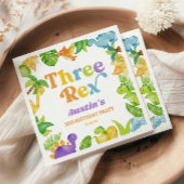 Drie Rex Dinosaurus 3e Derde Verjaardagsfeest Servet