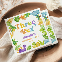 Drie Rex Dinosaurus 3e Derde Verjaardagsfeest