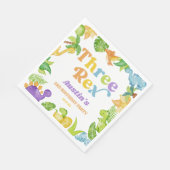 Drie Rex Dinosaurus 3e Derde Verjaardagsfeest Servet (Hoek)