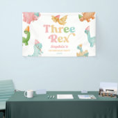 Drie Rex Dinosaurus 3e Derde Verjaardagsfeest Spandoek (Beurs)