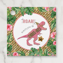 Drie-Rex Dinosaurus 3e Verjaardag Favor Tags Bedankjes Labels