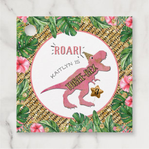 Drie-Rex Dinosaurus 3e Verjaardag Favor Tags Bedankjes Labels