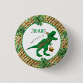 Drie-Rex Dinosaurus 3e Verjaardag Feest Favor Ronde Button 3,2 Cm (Voorkant)