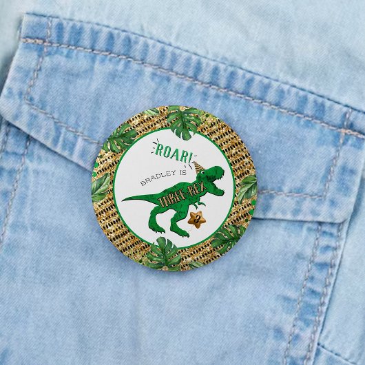 Drie-Rex Dinosaurus 3e Verjaardag Feest Favor Ronde Button 3,2 Cm
