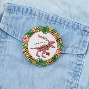 Drie-Rex Dinosaurus 3e Verjaardag Feest Favor Ronde Button 3,2 Cm