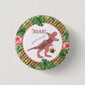 Drie-Rex Dinosaurus 3e Verjaardag Feest Favor Ronde Button 3,2 Cm (Voorkant)