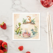 Drie-Rex Dinosaurus 3e Verjaardag Papier Servet (Insitu)