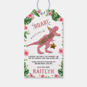 Drie-Rex Dinosaurus 3e Verjaardag Partij Dank u Gi Cadeaulabel