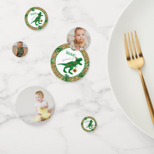 Drie-Rex Dinosaurus 3e Verjaardag Party Foto Confetti