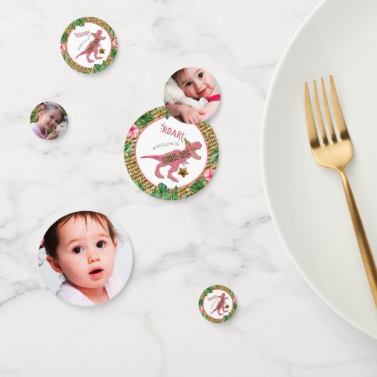 Drie-Rex Dinosaurus 3e Verjaardag Party Foto Confetti (Groep)