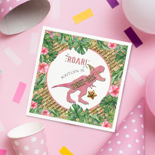 Drie-rex dinosaurus 3e verjaardag servetten