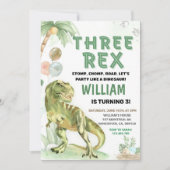 Drie Rex dinosaurus elektronische Dino 3e Verjaard Kaart (Voorkant)