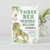 Drie Rex dinosaurus elektronische Dino 3e Verjaard Kaart (Staand voorkant)