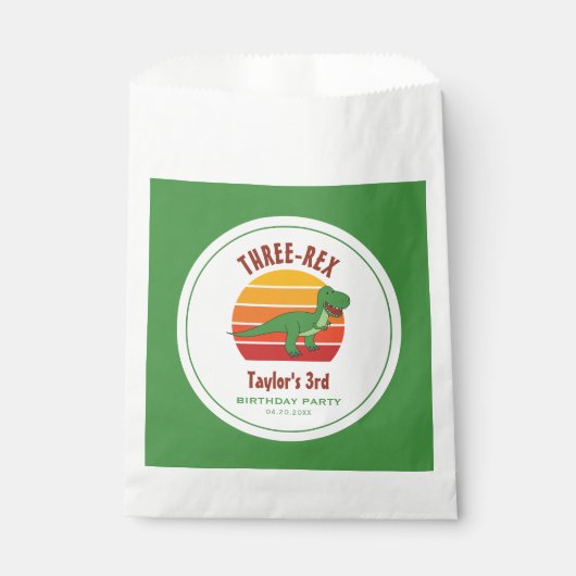 Drie Rex Dinosaurus Genderneutraal Fun 3e Verjaard Bedankzakje (Voorkant)