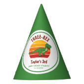 Drie Rex Dinosaurus Genderneutraal Fun 3e Verjaard Feesthoedjes (Voorkant)