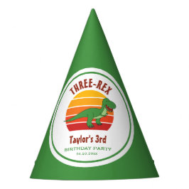 Drie Rex Dinosaurus Genderneutraal Fun 3e Verjaard Feesthoedjes