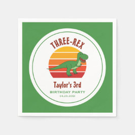 Drie Rex Dinosaurus Genderneutraal Fun 3e Verjaard Servet