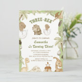 Drie Rex Dinosaurus Jongen 3e Verjaardagsfeestje Kaart (Staand voorkant)