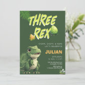 Drie Rex Dinosaurus Kinderen Verjaardag Kaart (Staand voorkant)