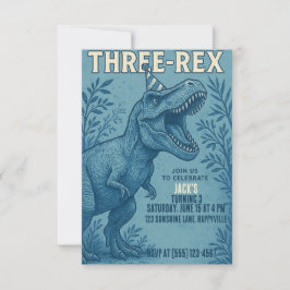 Drie Rex Dinosaurus Oerwoud Verjaardag Kaart