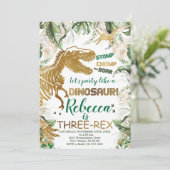 Drie-rex Dinosaurus Verjaardag, Dino T-Rex Kaart (Staand voorkant)