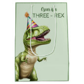 Drie-Rex Dinosaurus Verjaardag Gift Bag | Green Di Medium Cadeauzakje (Achterkant)