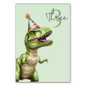 Drie-Rex Dinosaurus Verjaardag | Green Dino Kaart (Achterkant)